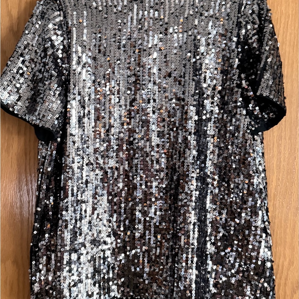 Express Black and Silver Sequin Blouse
